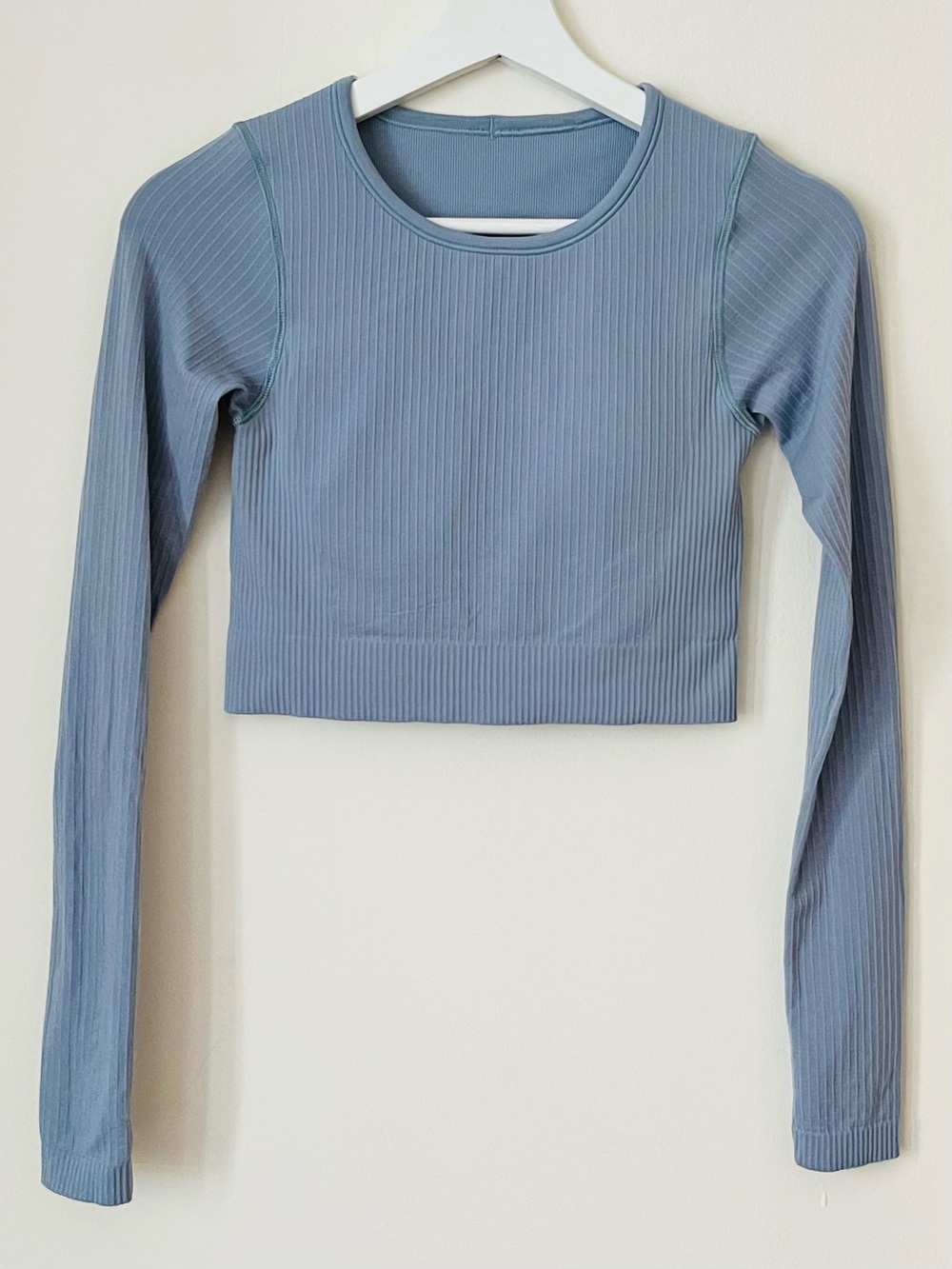 Lululemon • 4 • Ebb To Street Long Sleeve Ribbed Crop Top Dusty Blue